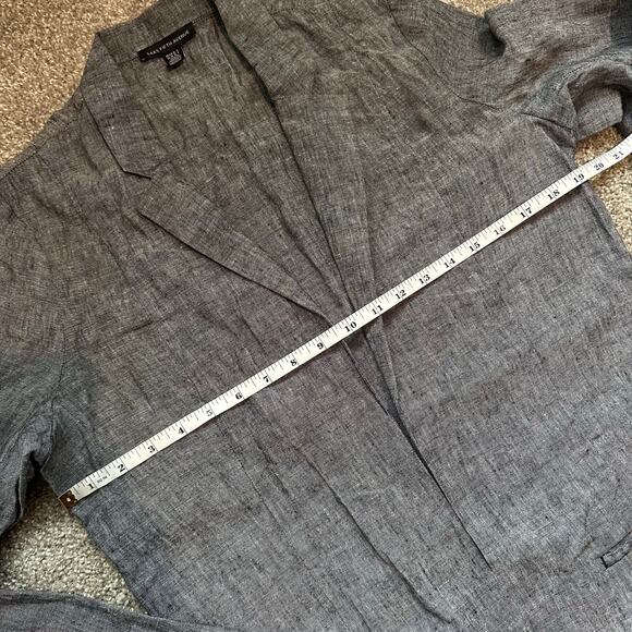 Saks Fifth Avenue Linen Open Front Unstructured Blazer Jacket Black/Grey M - Picture 8 of 11